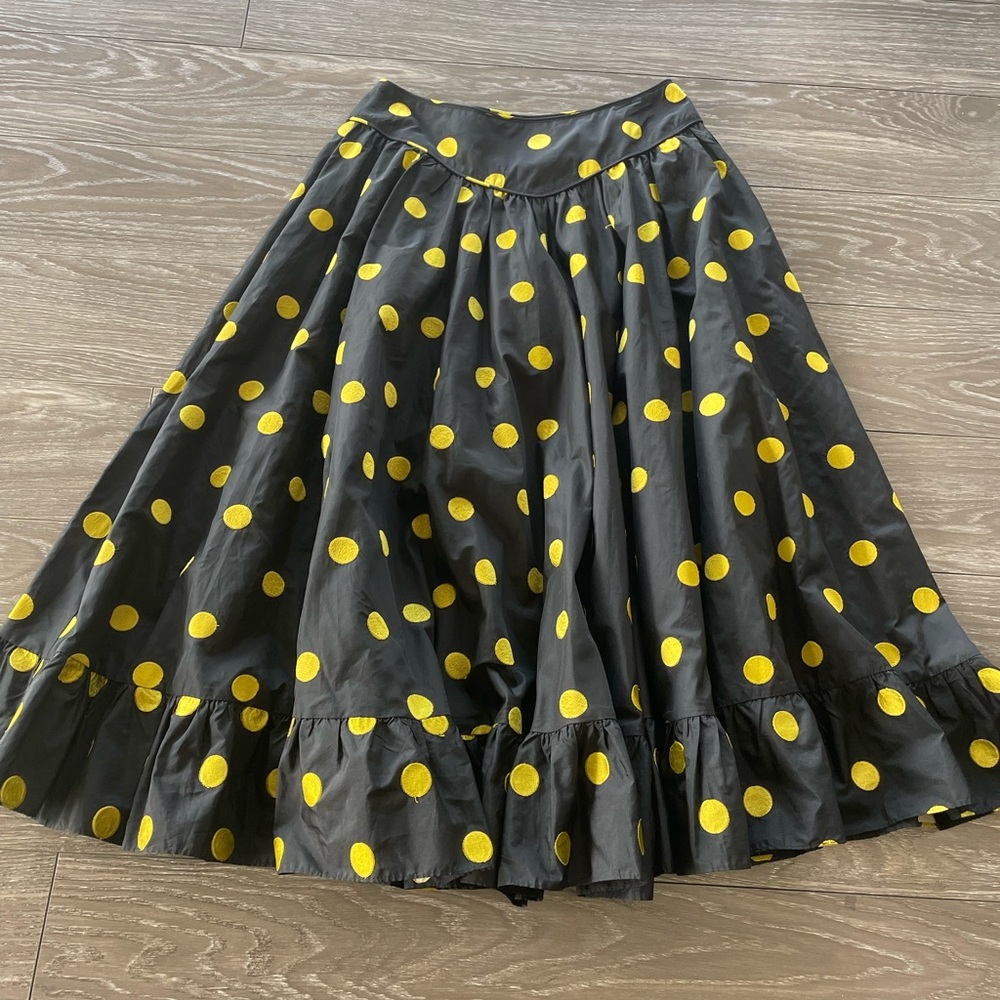 Batsheva Black Skirt with Yellow Polka Dots